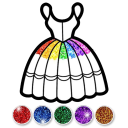 Glitter Dress Coloring and Drawing