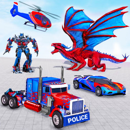 Dragon Robot Police Truck Game