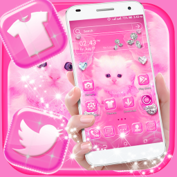 دانلود Cute Pink Cat Launcher Theme