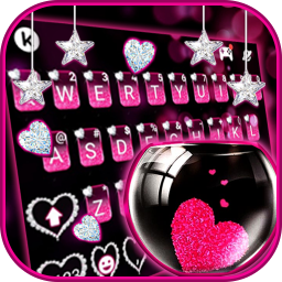 دانلود Pink Heart Glass Keyboard Theme