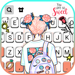 Doodle Cartoon Girl Keyboard Background
