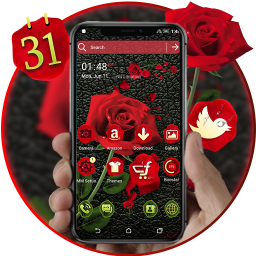Rose in Black Launcher Theme