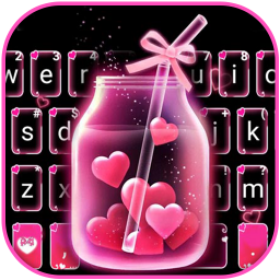 Pink Love Neon Keyboard Theme