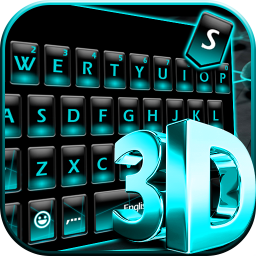 Blue Neon Fonts Tech Beam Keyboard - Neon fonts