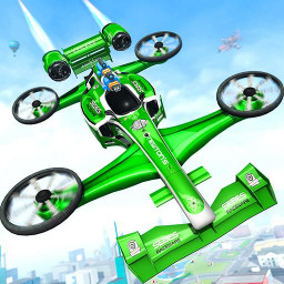 Flying Formula Car Games 2020: Drone Shooting Game