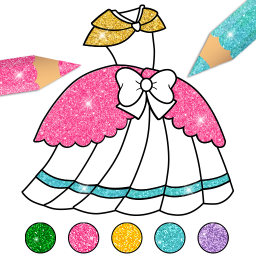 دانلود Glitter Dress Coloring Pages for Girls