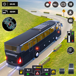 Modern City Coach Bus Driving