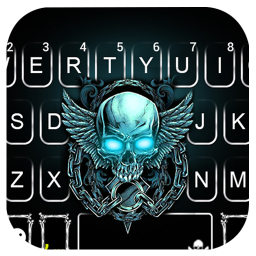 Neon Skull Wing Keyboard Theme