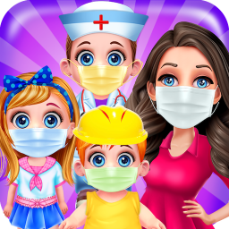 Mommy Birth Triplet Babies Learn Daily Professions