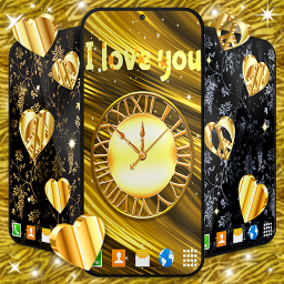 دانلود Gold Hearts 4K Wallpaper