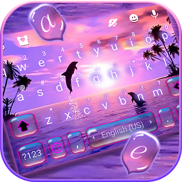 دانلود Sunset Sea Dolphin Keyboard Th