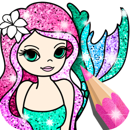 دانلود Mermaid Coloring Page Glitter