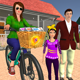 Working Mom Paper Girl: Virtual Mother Family Game
