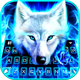 Blue Night Wolf Keyboard Theme