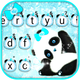Blue Glitter Baby Panda Keyboard Theme