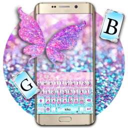 دانلود Pink Sparkle Butterfly Keyboard Theme