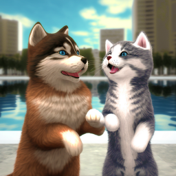 Cute Cat And Puppy World