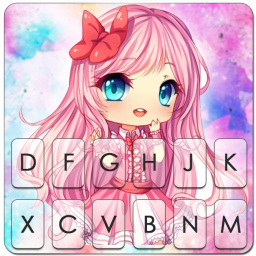 Watercolor Cute Girl Keyboard Theme