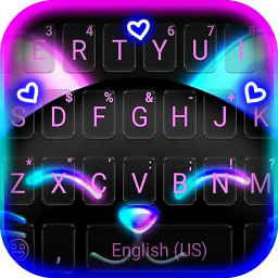 Cute Black Neon Kitty Keyboard Theme
