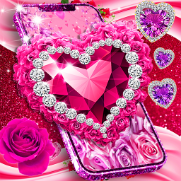 Diamond rose glitter wallpaper
