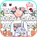 Doodle Cartoon Girl Keyboard Background