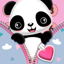 Cute Panda Zipper Lock Screen: Girly Lock Screen