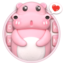 3D Pink Cute Hippo Theme