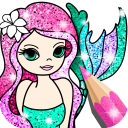 Mermaid Coloring Page Glitter