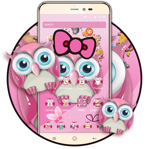 دانلود برنامه Pink Owl Lovely Cartoon Mobile Theme برای اندروید | مایکت