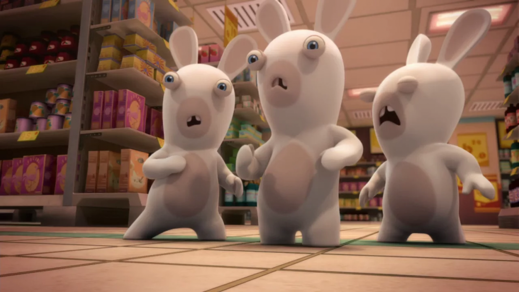 ۴-سکانسی از انیمیشن خرگوش‌های دیوانه