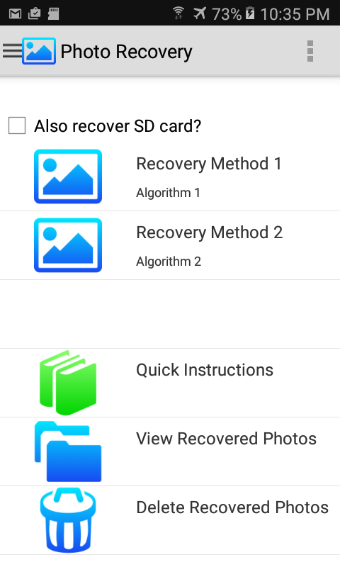 اسکرین شات 1 برنامه Photo Recovery - Image Restore