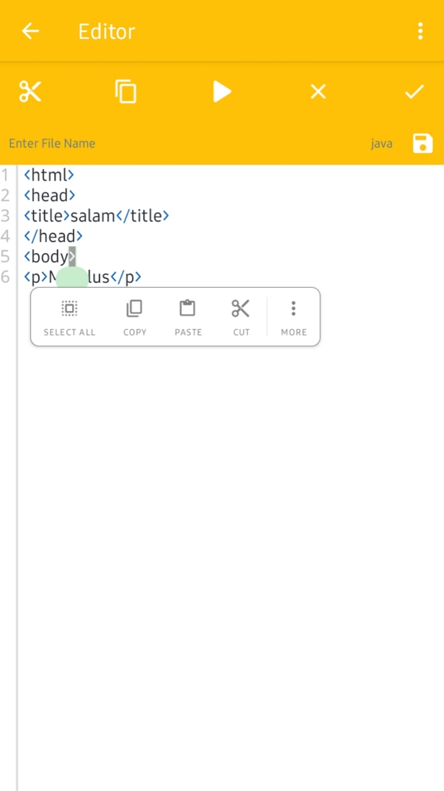 اسکرین شات 3 برنامه ویرایشگر کد HTML,JAVA,PYTHON,Css