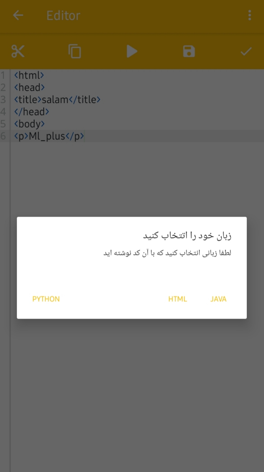 اسکرین شات 4 برنامه ویرایشگر کد HTML,JAVA,PYTHON,Css