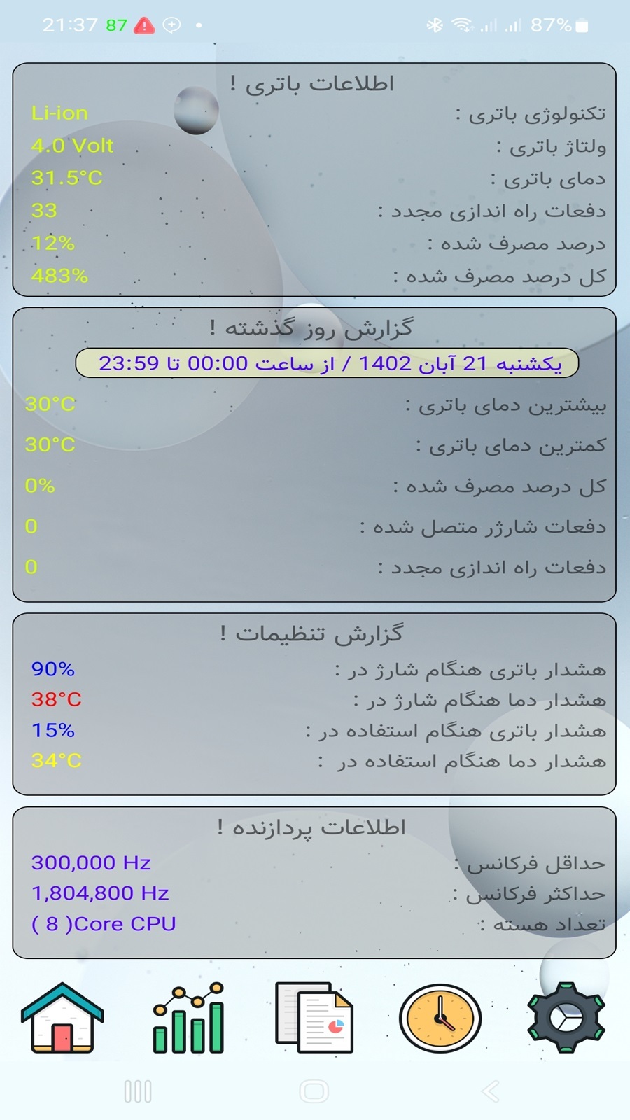اسکرین شات 1 برنامه هشدار درصد باتری