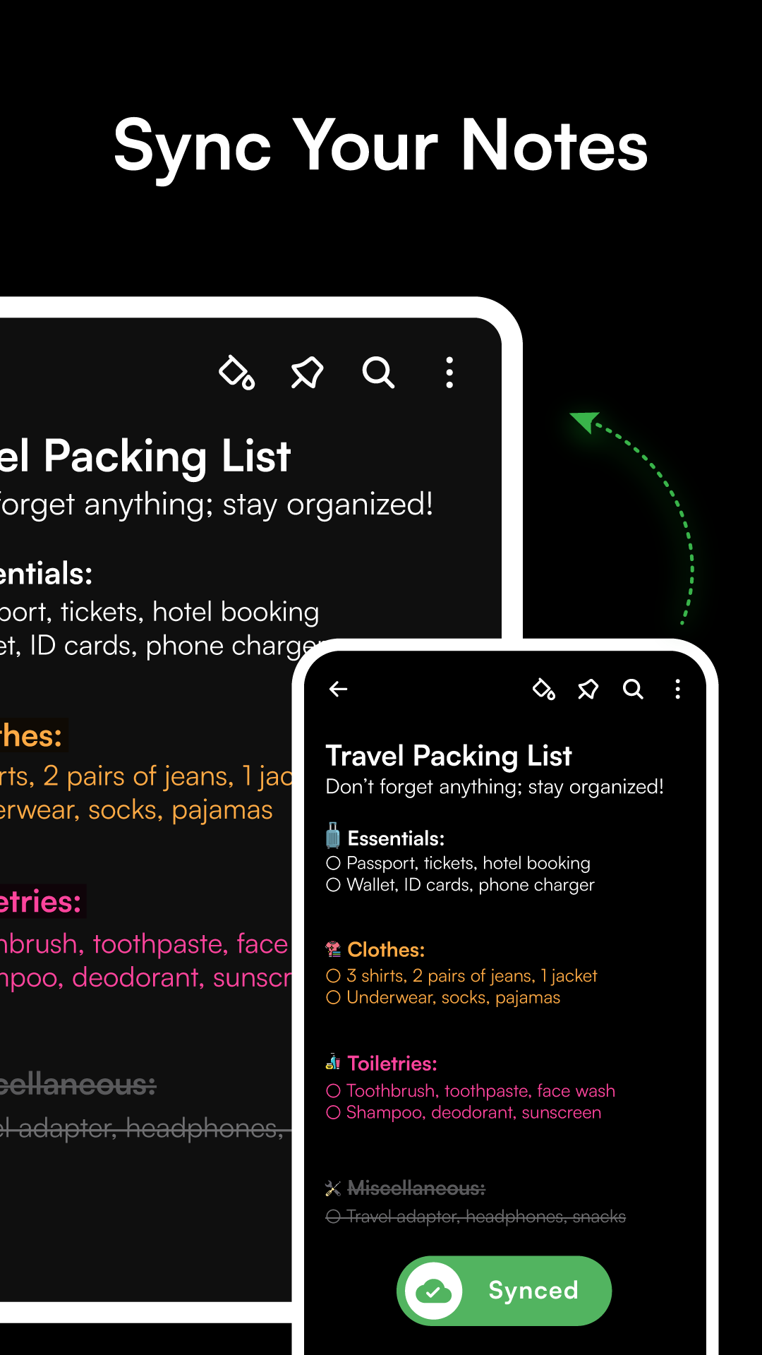 اسکرین شات 2 برنامه Notes: Color Notepad, Notebook