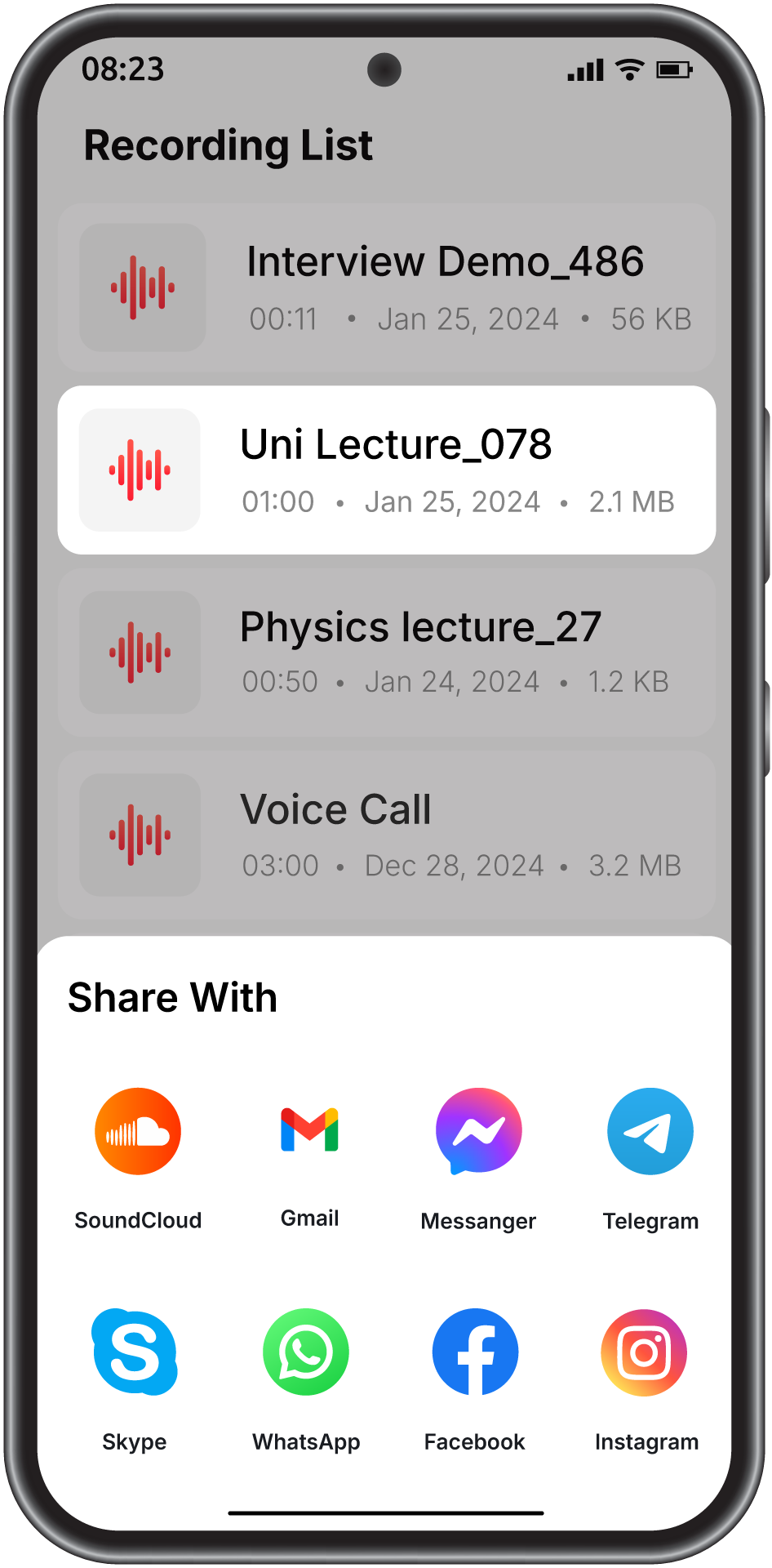 اسکرین شات 4 برنامه Voice Recorder