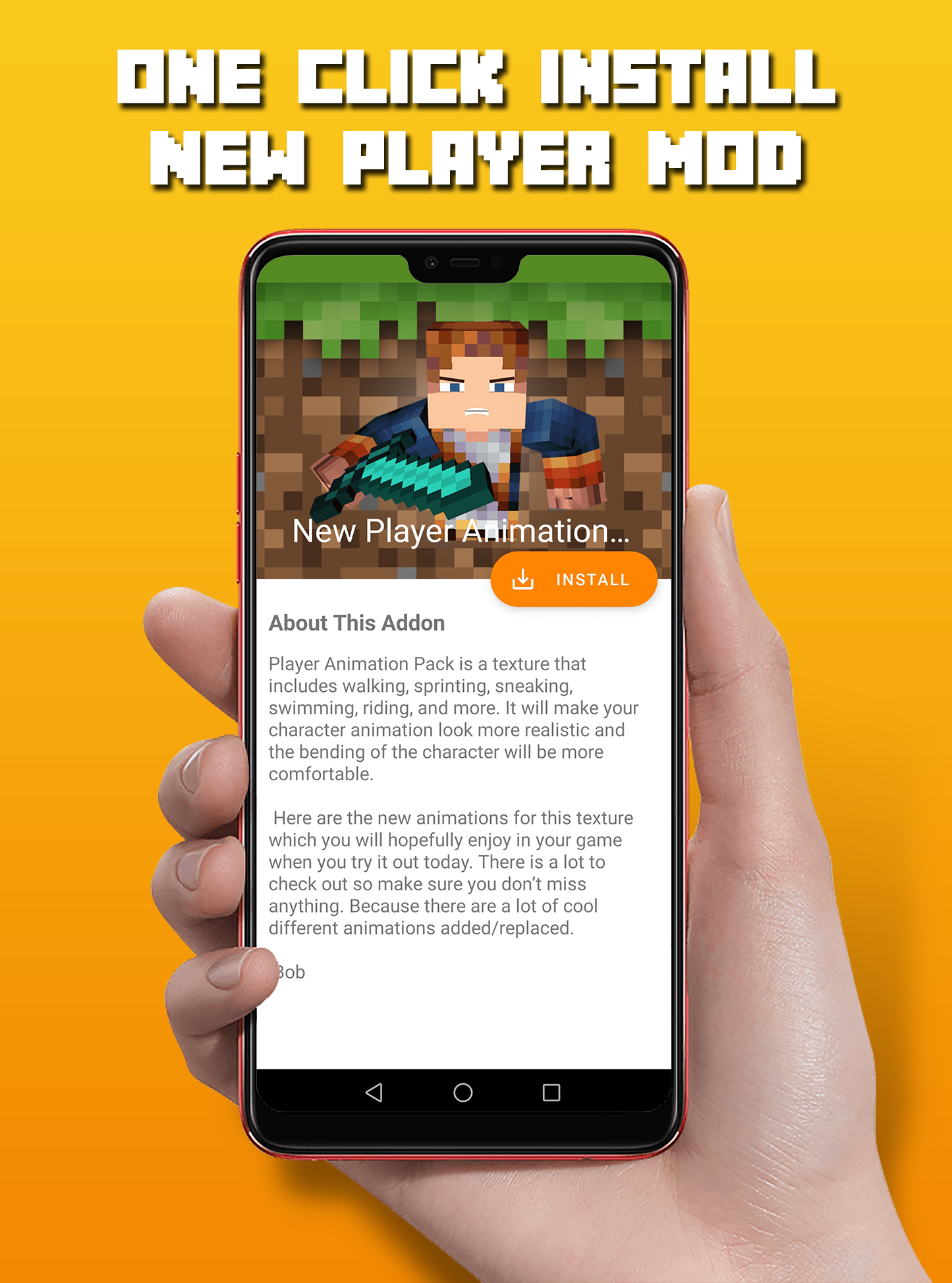 اسکرین شات 1 برنامه Player Animations Mod for MCPE