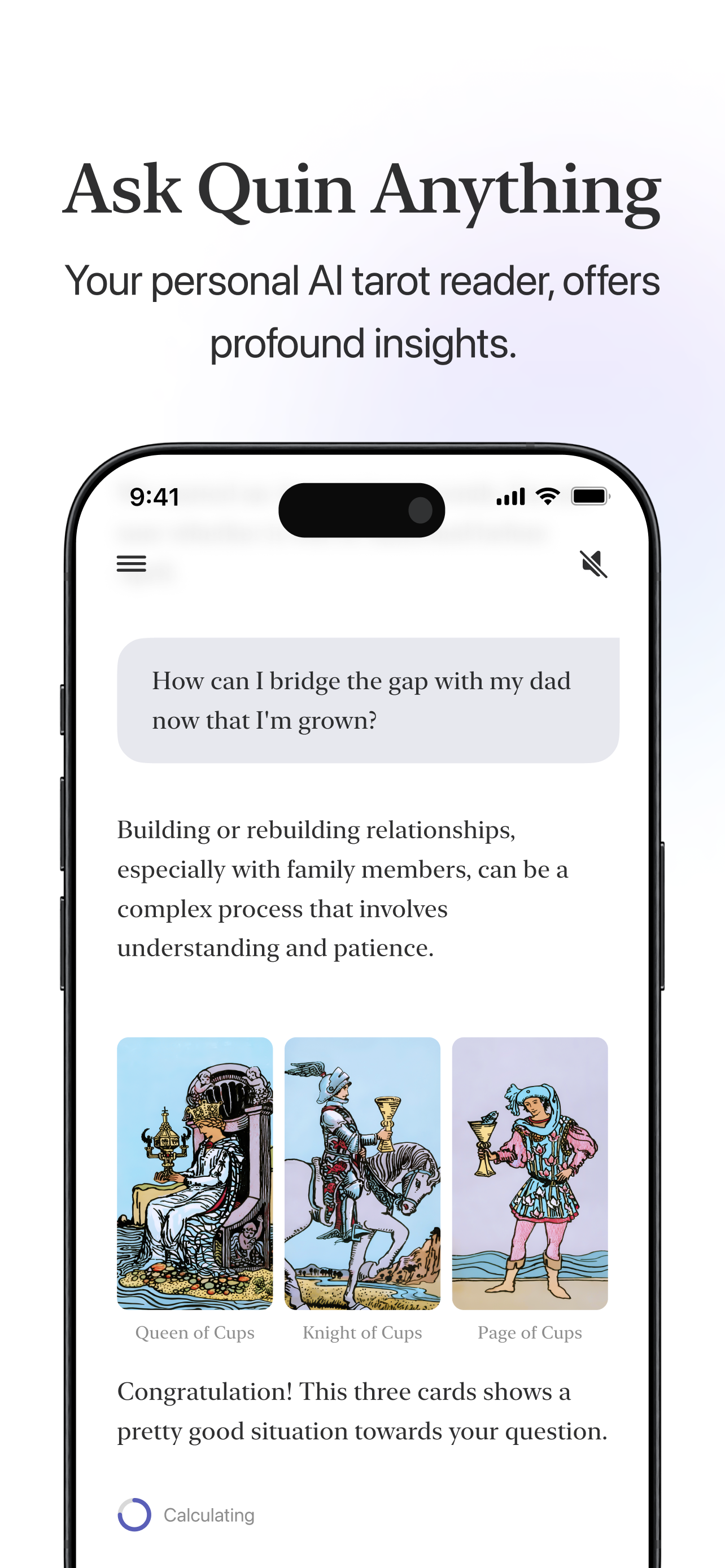 اسکرین شات 1 برنامه Quin: AI Tarot Reader