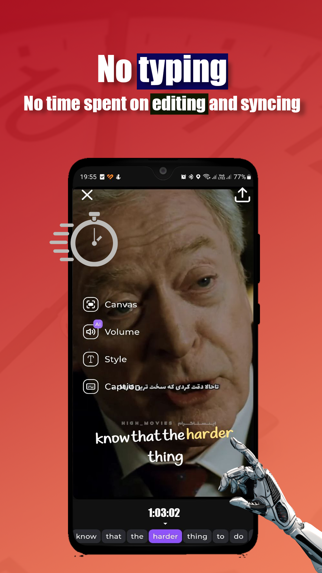اسکرین شات 1 برنامه Captiono: AI Subtitles