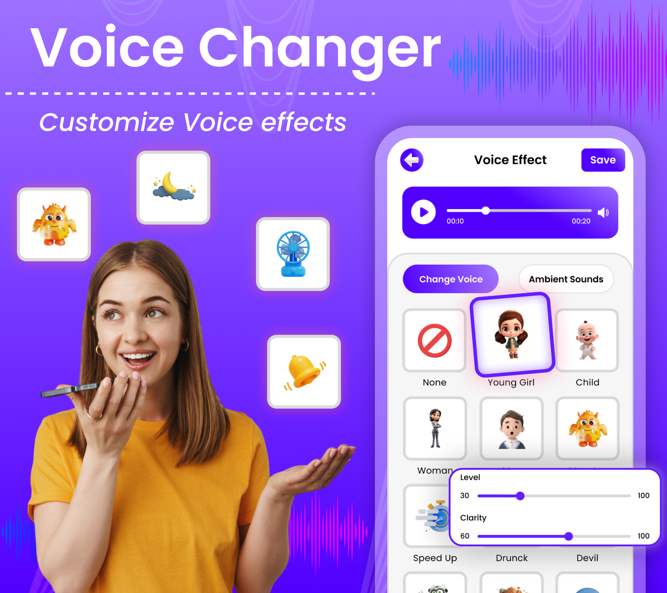 اسکرین شات 1 برنامه Voice Changer: AI Audio Effect