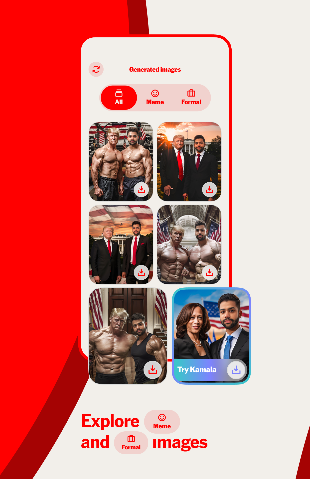 اسکرین شات 3 برنامه WOMBO Elections: AI Memes