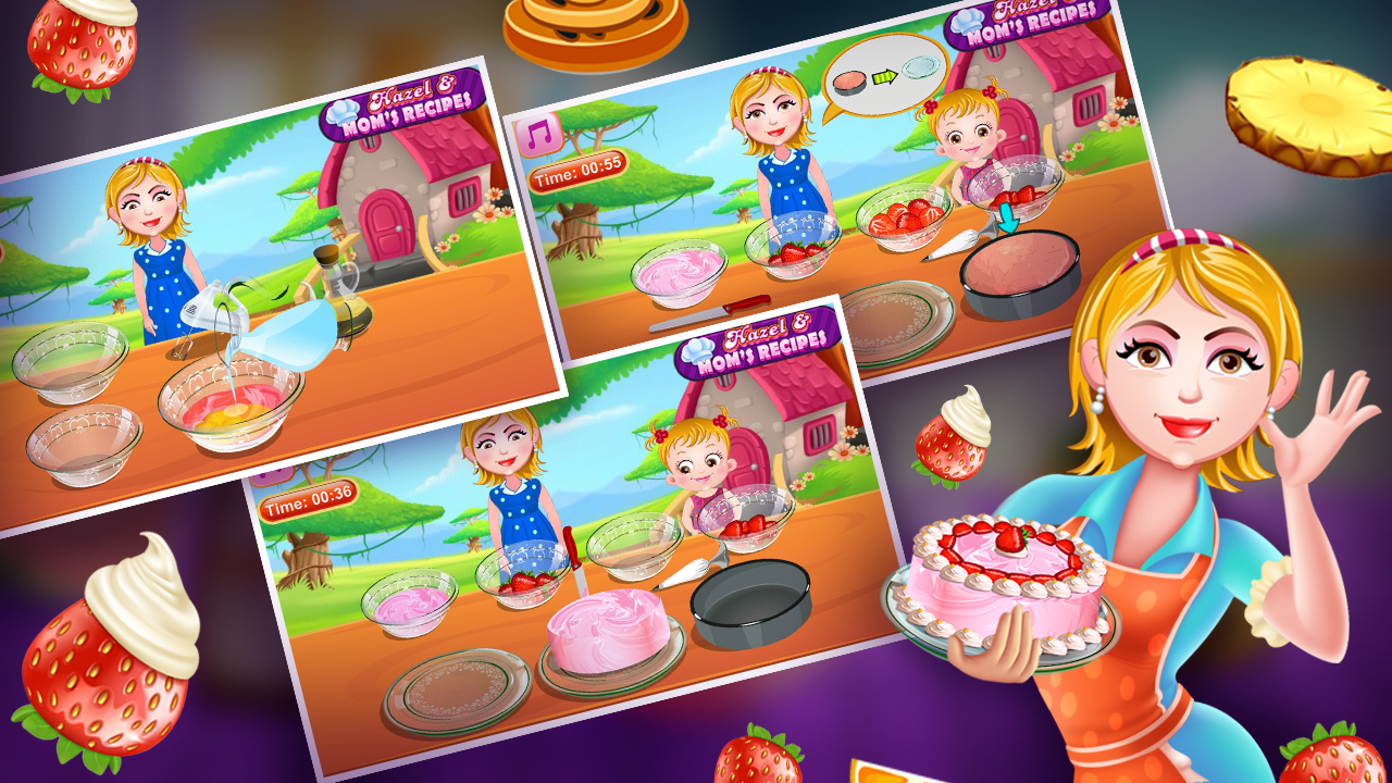 اسکرین شات 2 بازی Hazel & Mom's Recipes - Strawberry Cake