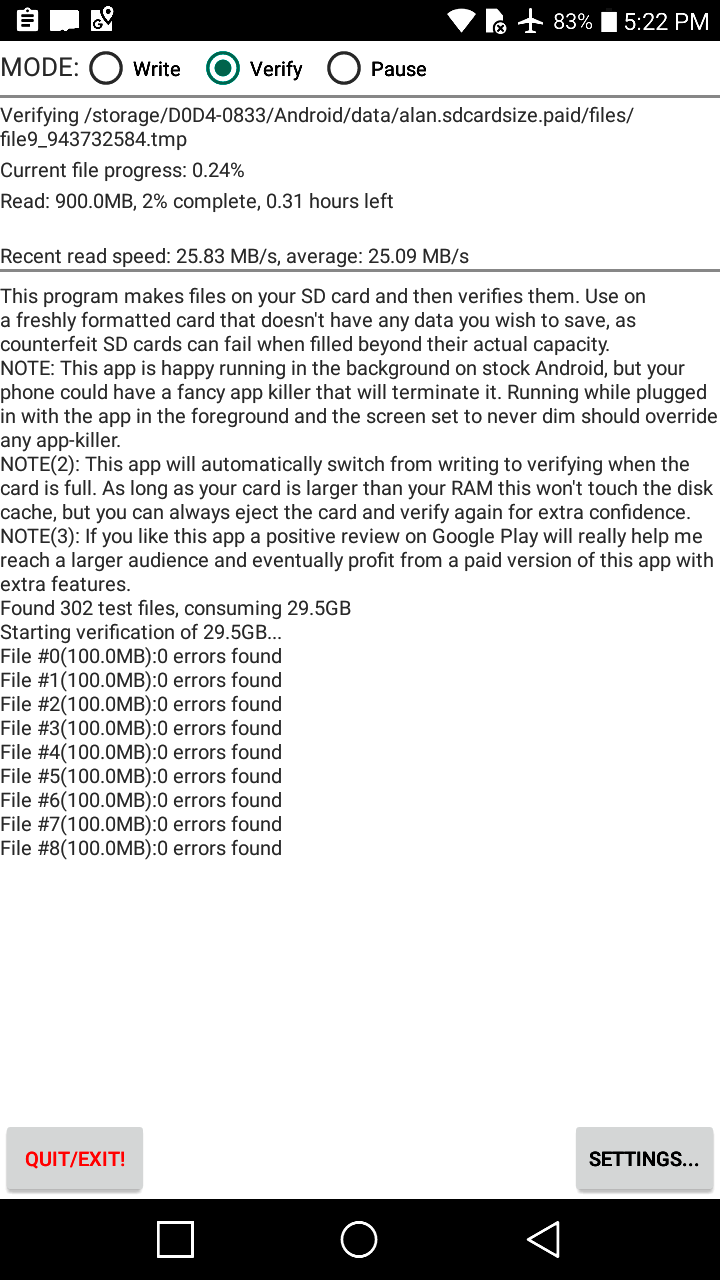 اسکرین شات 1 برنامه True SD Card Capacity & Speed