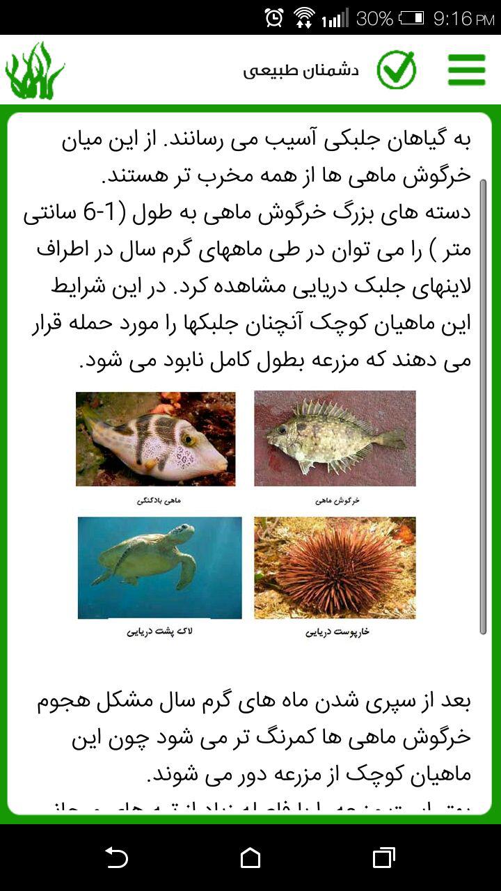 اسکرین شات 6 برنامه دانشنامه پرورش جلبک