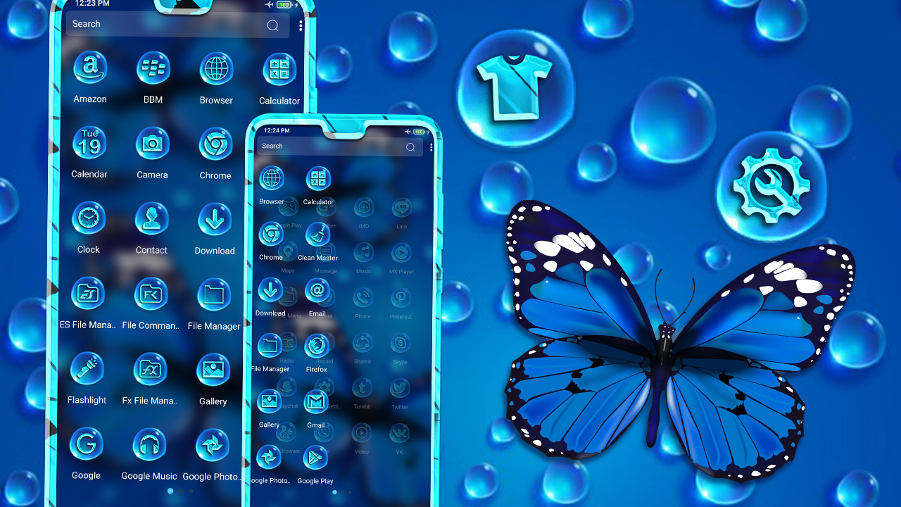اسکرین شات 2 برنامه Blue Butterfly Launcher Theme