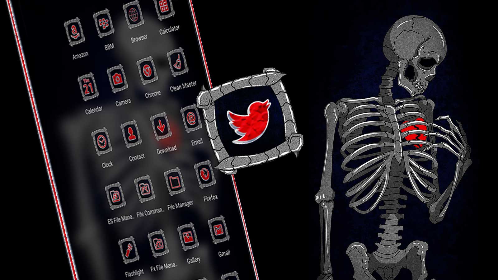 اسکرین شات 4 برنامه Broken Heart Skeleton Theme