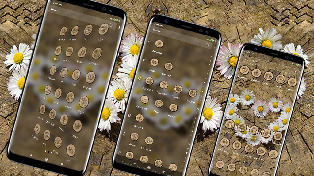 اسکرین شات 3 برنامه Flower Heart Wooden Theme