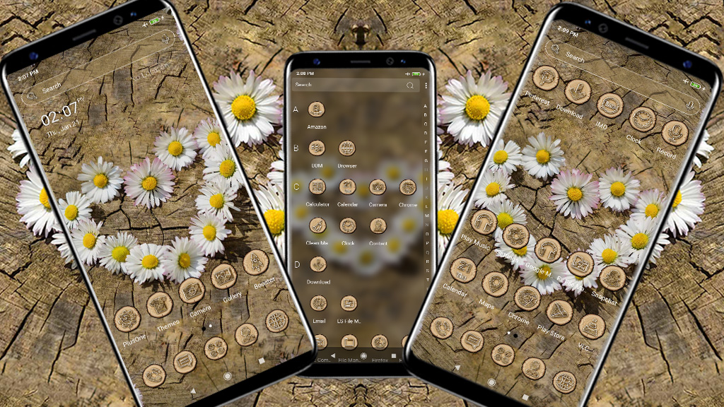 اسکرین شات 4 برنامه Flower Heart Wooden Theme