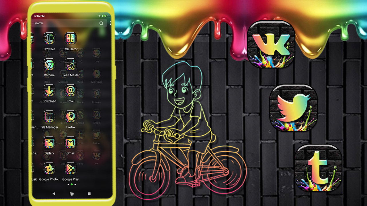 اسکرین شات 2 برنامه Neon Bicycle Launcher Theme