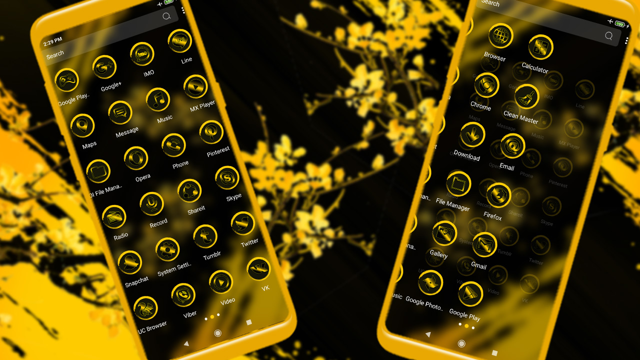 اسکرین شات 2 برنامه Yellow Black Flower Theme